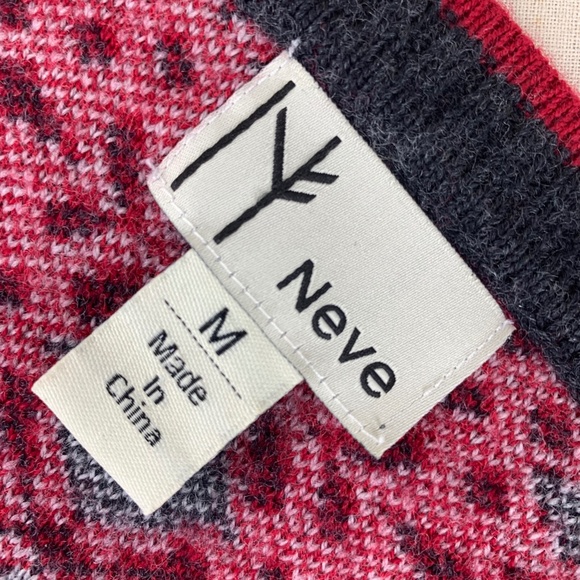 Neve Merano Wool Ski Sweater M Front Zipper Red White Blue Excellent Condition - Picture 9 of 16